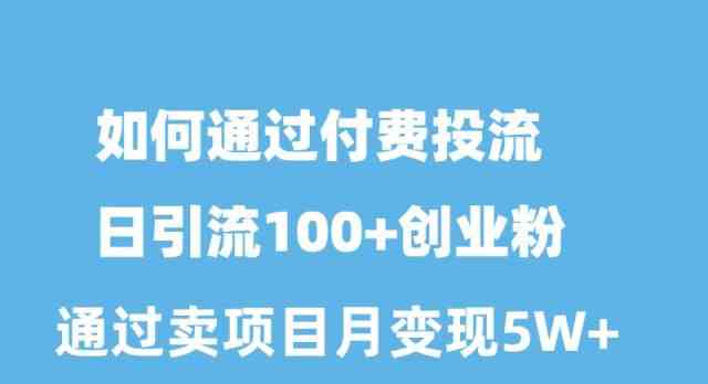 （10189期）如何通过付费投流日引流100+创业粉月变现5W+九峰网创-分享创业资讯-最新网络创业项目-分享最新赚钱项目九峰网创