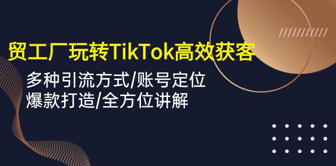 （10302期）外贸工厂玩转TikTok高效获客，多种引流方式/账号定位/爆款打造/全方位讲解九峰网创-分享创业资讯-最新网络创业项目-分享最新赚钱项目九峰网创