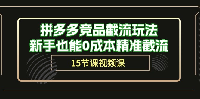 （10301期）拼多多竞品截流玩法，新手也能0成本精准截流（15节课）九峰网创-分享创业资讯-最新网络创业项目-分享最新赚钱项目九峰网创