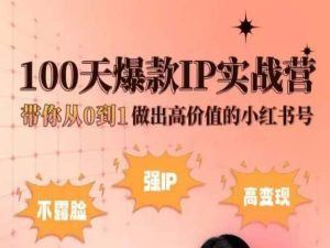 小红书100天爆款IP实战营，带你从0到1做出高价值的小红书号九峰网创-分享创业资讯-最新网络创业项目-分享最新赚钱项目九峰网创