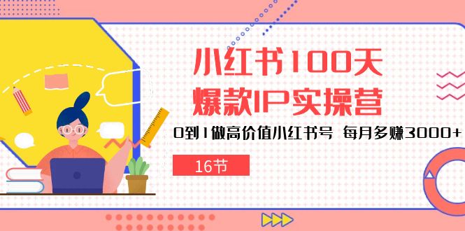 （10490期）小红书100天-爆款IP实操营，0到1做高价值小红书号 每月多赚3000+（16节）九峰网创-分享创业资讯-最新网络创业项目-分享最新赚钱项目九峰网创