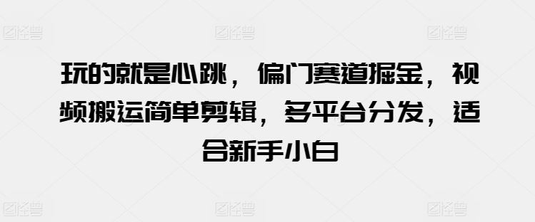 玩的就是心跳，偏门赛道掘金，视频搬运简单剪辑，多平台分发，适合新手小白【揭秘】九峰网创-分享创业资讯-最新网络创业项目-分享最新赚钱项目九峰网创