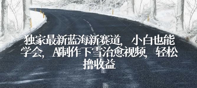 独家最新蓝海新赛道，小白也能学会，AI制作下雪治愈视频，轻松撸收益【揭秘】九峰网创-分享创业资讯-最新网络创业项目-分享最新赚钱项目九峰网创