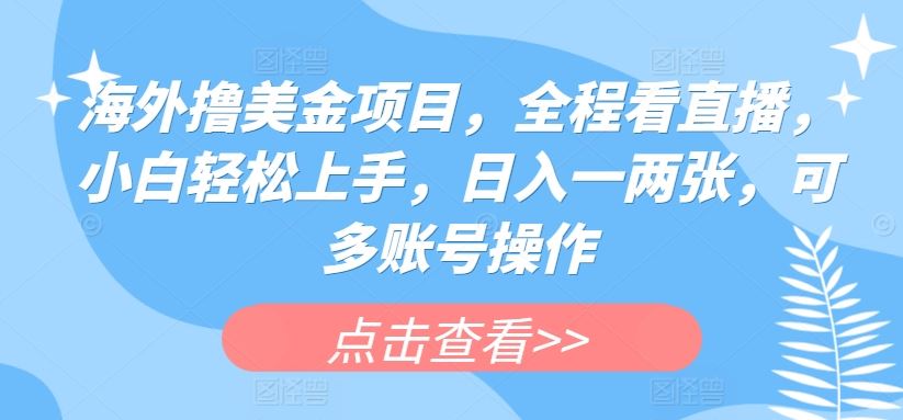 海外撸美金项目，全程看直播，小白轻松上手，日入一两张，可多账号操作【揭秘】九峰网创-分享创业资讯-最新网络创业项目-分享最新赚钱项目九峰网创