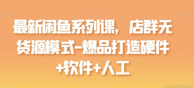 最新闲鱼系列课，店群无货源模式-爆品打造硬件+软件+人工九峰网创-分享创业资讯-最新网络创业项目-分享最新赚钱项目九峰网创