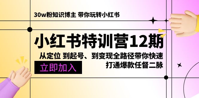 （10666期）小红书特训营12期：从定位 到起号、到变现全路径带你快速打通爆款任督二脉九峰网创-分享创业资讯-最新网络创业项目-分享最新赚钱项目九峰网创