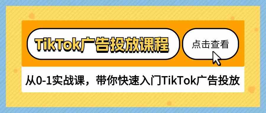 TikTok广告投放课程，从0-1实战课，带你快速入门TikTok广告投放（30节课）九峰网创-分享创业资讯-最新网络创业项目-分享最新赚钱项目九峰网创