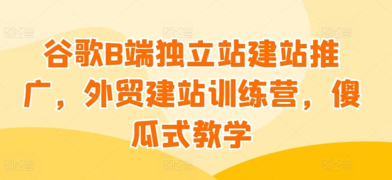 谷歌B端独立站建站推广，外贸建站训练营，傻瓜式教学九峰网创-分享创业资讯-最新网络创业项目-分享最新赚钱项目九峰网创