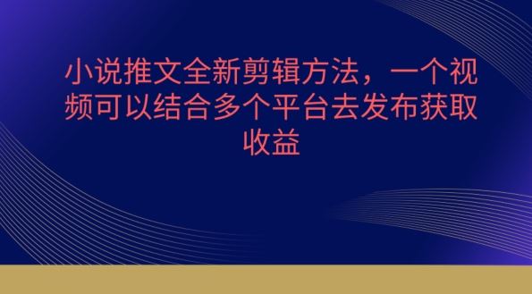 小说推文全新剪辑方法，一个视频可以结合多个平台去发布获取【揭秘】九峰网创-分享创业资讯-最新网络创业项目-分享最新赚钱项目九峰网创