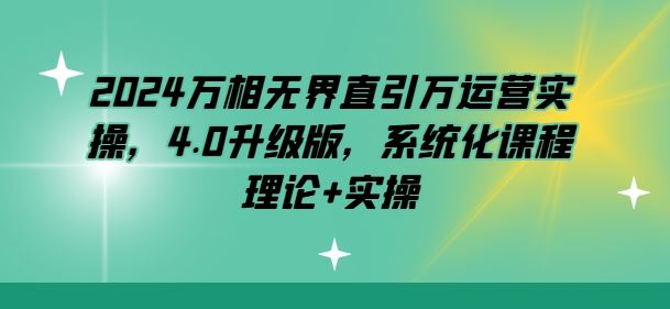 2024万相无界直引万运营实操，4.0升级版，系统化课程 理论+实操九峰网创-分享创业资讯-最新网络创业项目-分享最新赚钱项目九峰网创