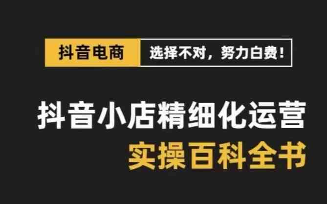 抖音小店精细化运营百科全书，保姆级运营实战讲解（更新）九峰网创-分享创业资讯-最新网络创业项目-分享最新赚钱项目九峰网创