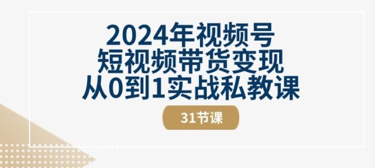 2024年视频号短视频带货变现从0到1实战私教课(31节视频课)九峰网创-分享创业资讯-最新网络创业项目-分享最新赚钱项目九峰网创