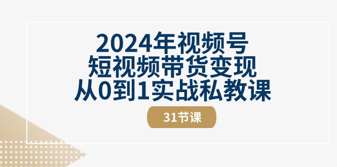 2024年视频号短视频带货变现从0到1实战私教课（30节视频课）九峰网创-分享创业资讯-最新网络创业项目-分享最新赚钱项目九峰网创