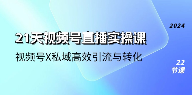 21天视频号直播实操课，视频号X私域高效引流与转化（22节课）九峰网创-分享创业资讯-最新网络创业项目-分享最新赚钱项目九峰网创