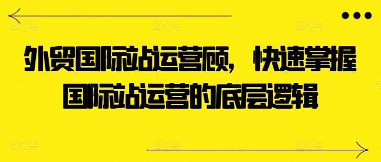外贸国际站运营顾问，快速掌握国际站运营的底层逻辑九峰网创-分享创业资讯-最新网络创业项目-分享最新赚钱项目九峰网创