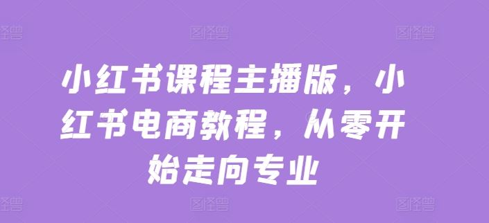 小红书课程主播版，小红书电商教程，从零开始走向专业九峰网创-分享创业资讯-最新网络创业项目-分享最新赚钱项目九峰网创
