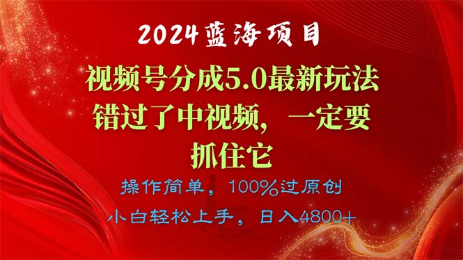 （11032期）2024蓝海项目，视频号分成计划5.0最新玩法，错过了中视频，一定要抓住…九峰网创-分享创业资讯-最新网络创业项目-分享最新赚钱项目九峰网创