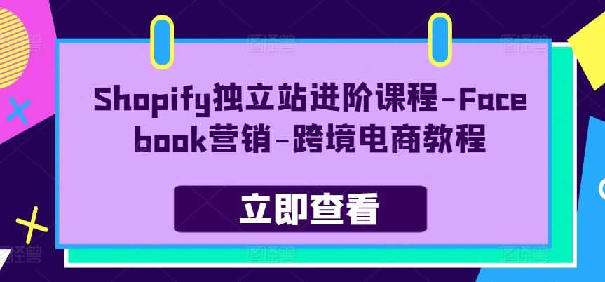 Shopify独立站进阶课程-Facebook营销-跨境电商教程九峰网创-分享创业资讯-最新网络创业项目-分享最新赚钱项目九峰网创