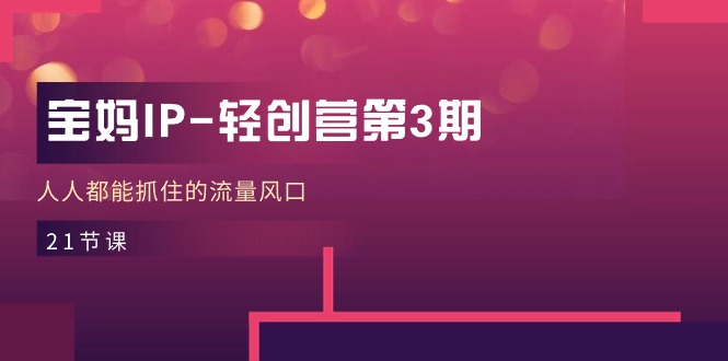 宝妈IP轻创营第3期，人人都能抓住的流量风口（21节课）九峰网创-分享创业资讯-最新网络创业项目-分享最新赚钱项目九峰网创