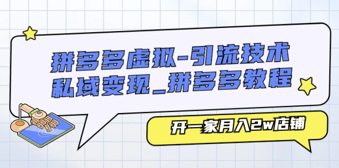 （11054期）拼多多虚拟-引流技术与私域变现_拼多多教程：开一家月入2w店铺九峰网创-分享创业资讯-最新网络创业项目-分享最新赚钱项目九峰网创