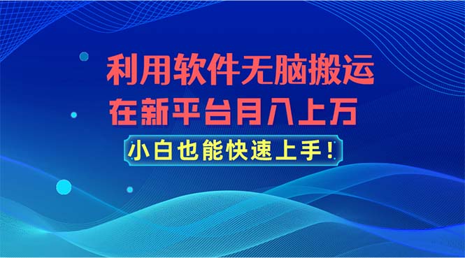 （11078期）利用软件无脑搬运，在新平台月入上万，小白也能快速上手九峰网创-分享创业资讯-最新网络创业项目-分享最新赚钱项目九峰网创