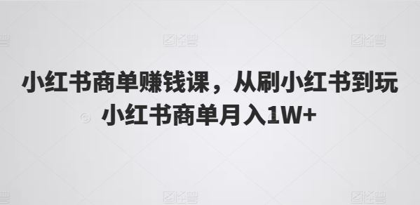 小红书商单赚钱课，从刷小红书到玩小红书商单月入1W+九峰网创-分享创业资讯-最新网络创业项目-分享最新赚钱项目九峰网创