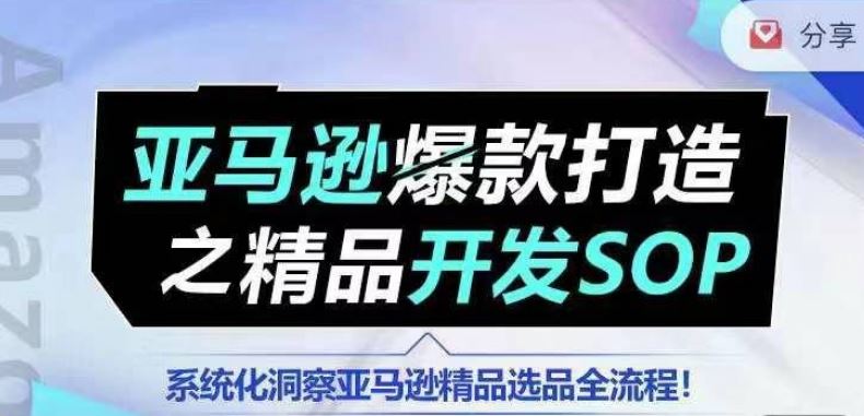 【训练营】亚马逊爆款打造之精品开发SOP，系统化洞察亚马逊精品选品全流程九峰网创-分享创业资讯-最新网络创业项目-分享最新赚钱项目九峰网创