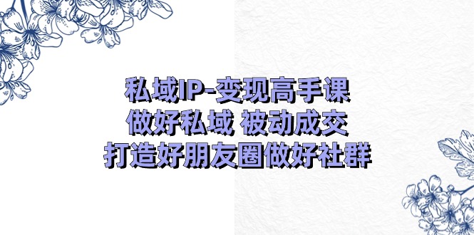（11209期）私域IP-变现高手课：做好私域 被动成交，打造好朋友圈做好社群（18节）九峰网创-分享创业资讯-最新网络创业项目-分享最新赚钱项目九峰网创