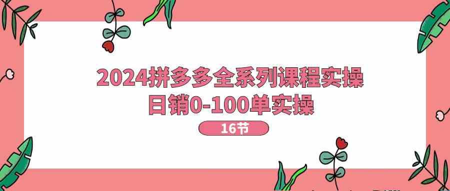 2024拼多多全系列课程实操，日销0-100单实操【16节课】九峰网创-分享创业资讯-最新网络创业项目-分享最新赚钱项目九峰网创