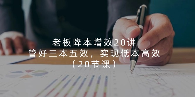 老板降本增效20讲，管好三本五效，实现低本高效（20节课）九峰网创-分享创业资讯-最新网络创业项目-分享最新赚钱项目九峰网创