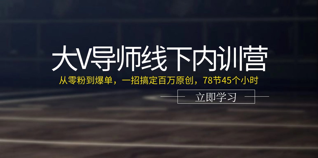 （11261期）大V导师线下内训营：从零粉到爆单，一招搞定百万原创，78节45个小时九峰网创-分享创业资讯-最新网络创业项目-分享最新赚钱项目九峰网创