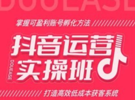 抖音运营实操班，掌握可盈利账号孵化方法，打造高效低成本获客系统九峰网创-分享创业资讯-最新网络创业项目-分享最新赚钱项目九峰网创