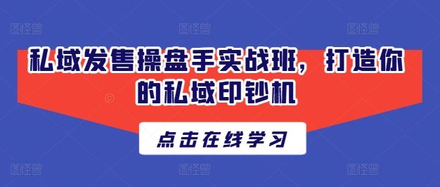 私域发售操盘手实战班，打造你的私域印钞机九峰网创-分享创业资讯-最新网络创业项目-分享最新赚钱项目九峰网创