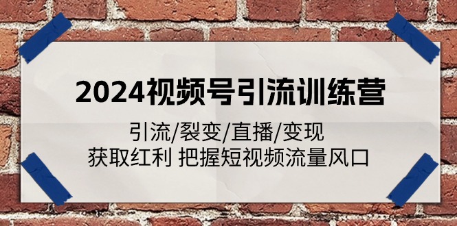 （11337期）2024视频号引流训练营：引流/裂变/直播/变现 获取红利 把握短视频流量风口九峰网创-分享创业资讯-最新网络创业项目-分享最新赚钱项目九峰网创