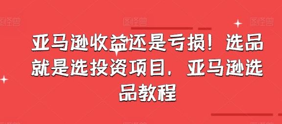 亚马逊收益还是亏损！选品就是选投资项目，亚马逊选品教程九峰网创-分享创业资讯-最新网络创业项目-分享最新赚钱项目九峰网创